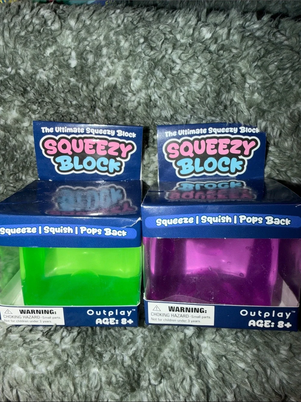 Squeezy Block! Squeeze! Squish! Pops Back! PURPLE OR GREEN! BNIB! 💜💚 PICK ONE!